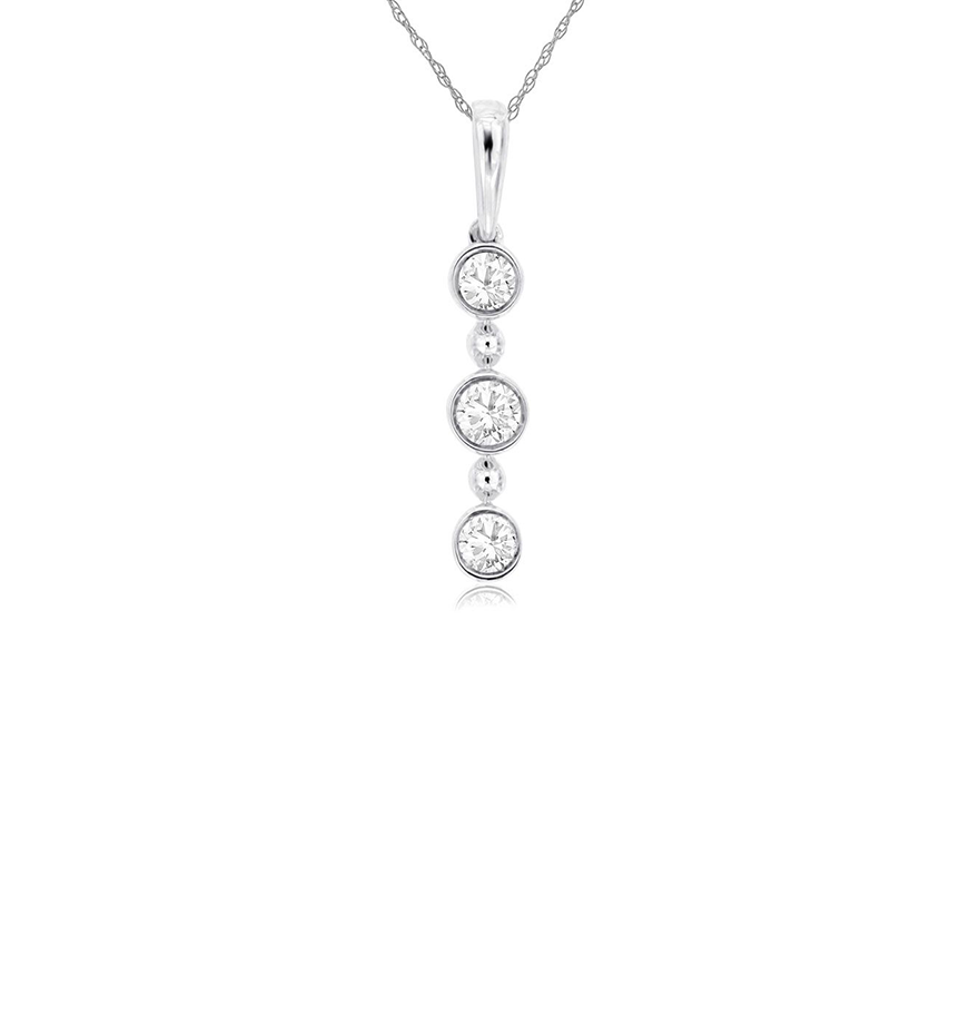 Sabel Collection 14K White Gold Round Diamond Bezel Set Pendant